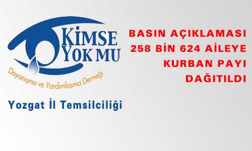 258 BİN 624 AİLEYE KURBAN PAYI DAÐITILDI