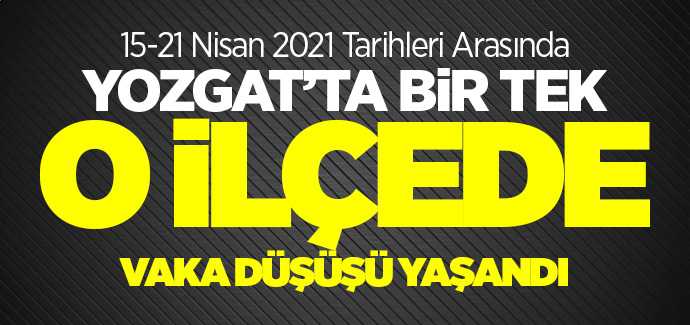 Yozgat'ta 15-21 Nisan tarihleri arasında bir tek o ilçede vaka düşüşü yaşandı