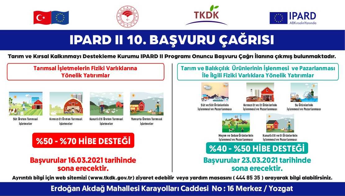 TKDK IPARD II 10. Başvuru Çağrı İlanına Çıktı