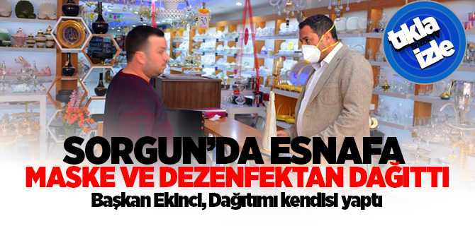 Sorgun'da Esnafa Ücretsiz maske ve dezenfekten dağıtıldı