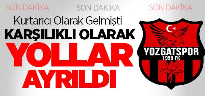 Son dakika, Yozgatspor Teknik Direktör Memduh Fidan'la yollar ayrıldı