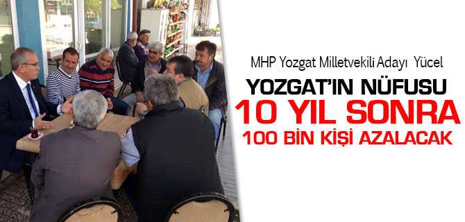 Yücel, Yozgat'ın Nüfusu 10 Yıl Sonra 100 Bin Kişi Daha Azalacak